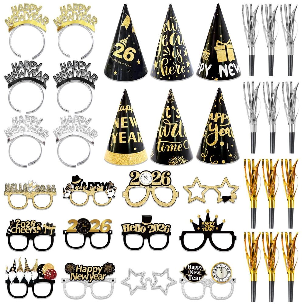 1004 36 Pcs New Year's Eve Party Supplies 2026 - Happy New Year Headbands